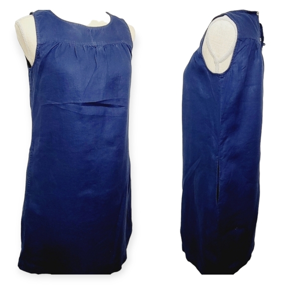 Cynthia Rowley Women's 100% Linen Deep Navy Blue Shortsleeve Simple Dress sz XS - Picture 2 of 6